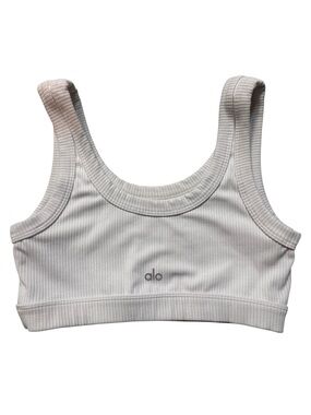 Alo White Wellness Bra Size Medium - Ribbed Scoop Neck